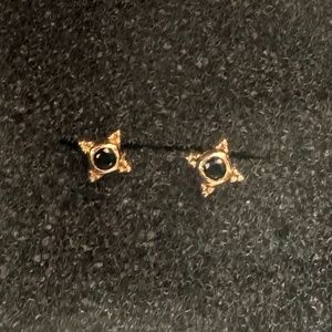 Pair of 14k Gold Black CZ Threaded Studs with Posts